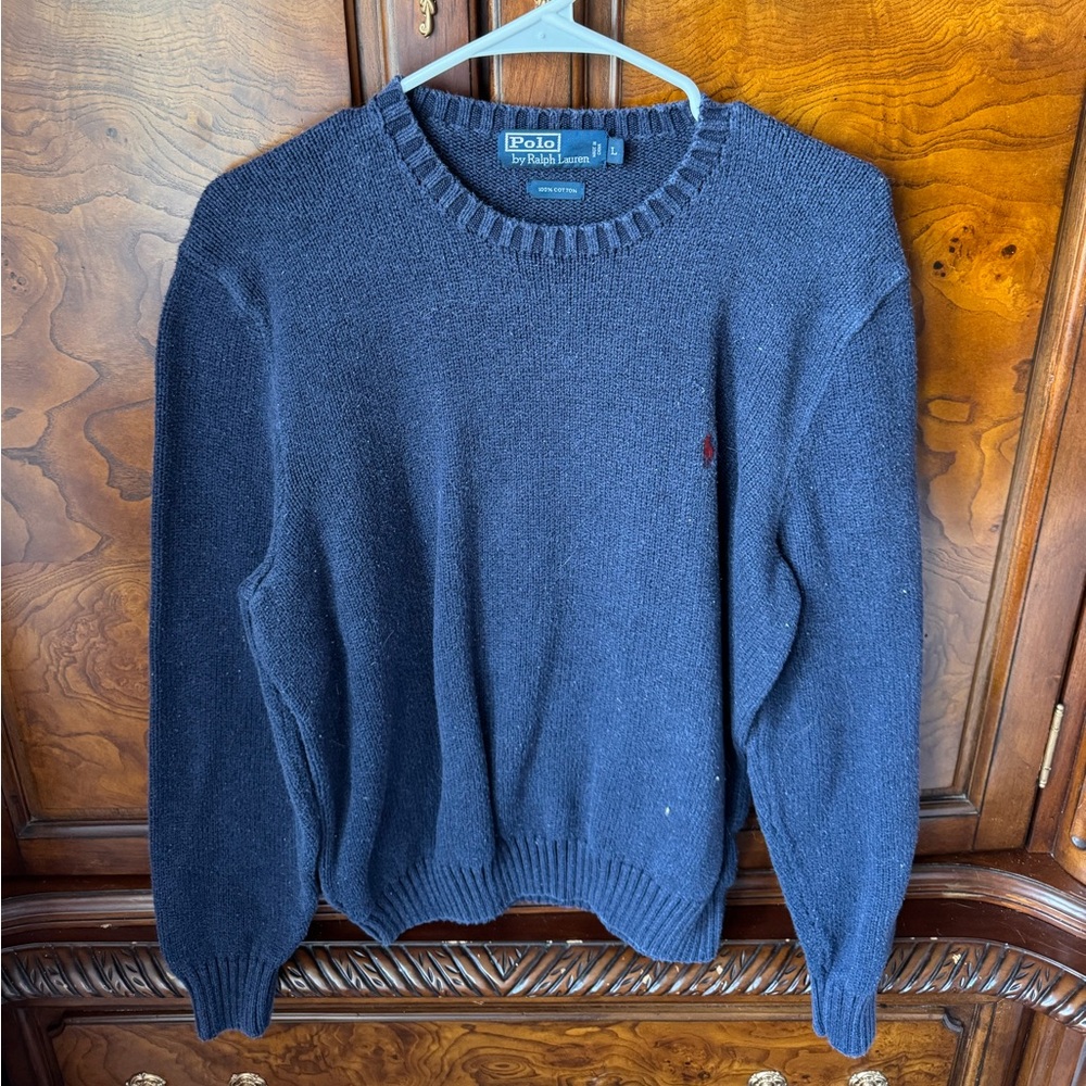 Polo by Ralph Lauren Navy Crewneck Sweater with Red Pony